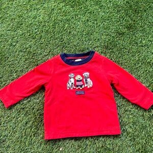 Janie and Jack Red Long Sleeve Tee with Dog Trio